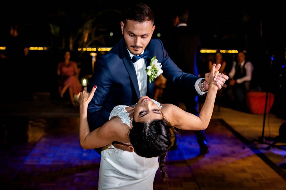 Photo of couple's first dance at the CR7 hotel in Madeira Island